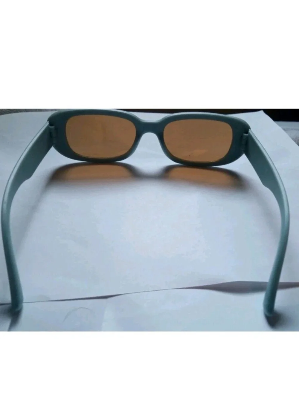 Men's Rectangle Sunglasses Blue Plastic Frame Brown Tinted Plastic Lenses Solid